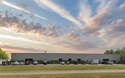 Commercial industrial property at sunset